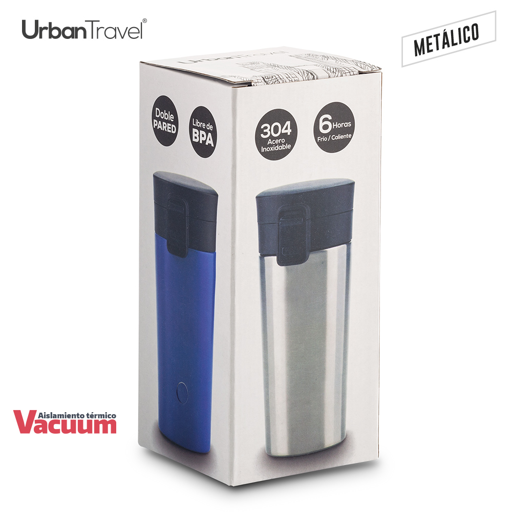 MUG METALICO DOBLE PARED COFFEE URBAN TRAVEL 380ML 6