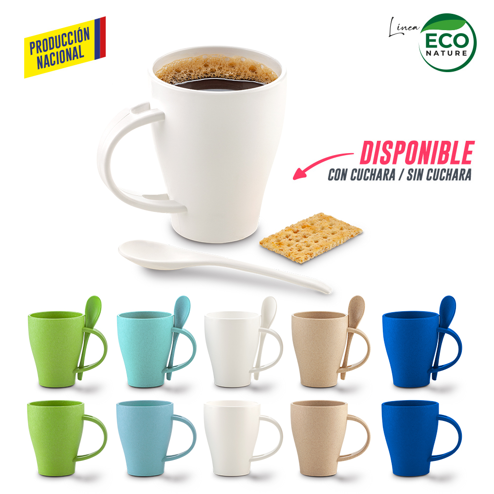 MUG PLASTICO CON CUCHARA TIFFANY 350ML - PRODUCCION NACIONAL
