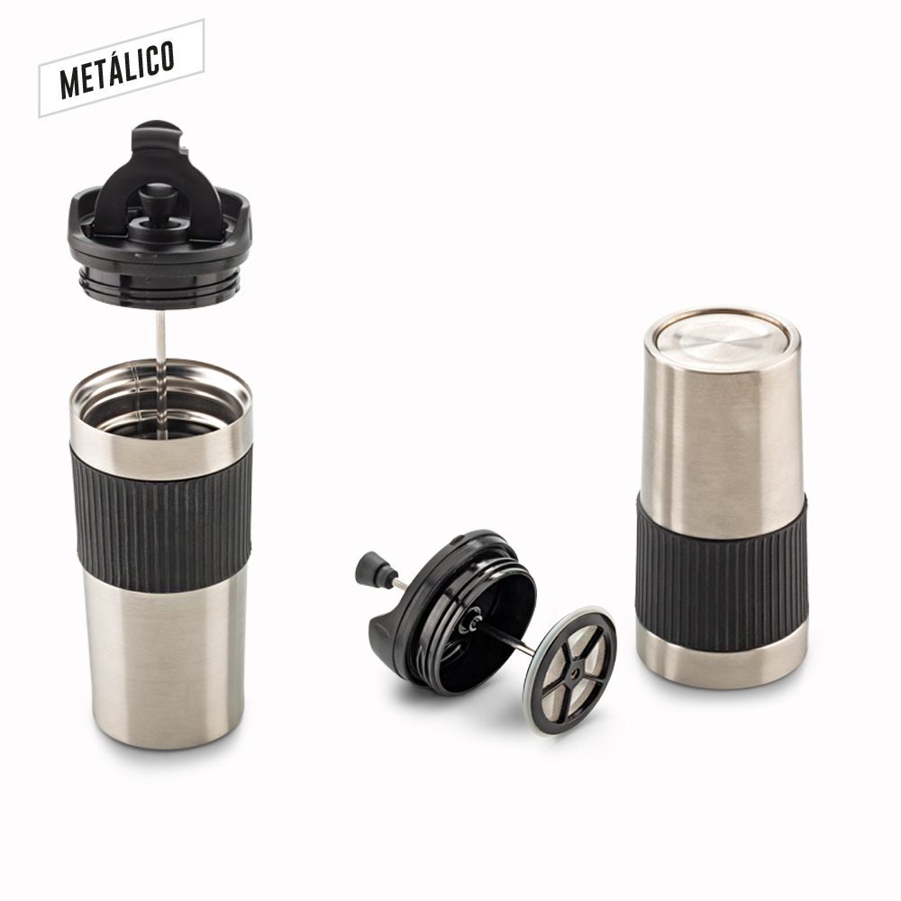 Mug Metálico con Prensa Francesa 450ml 2