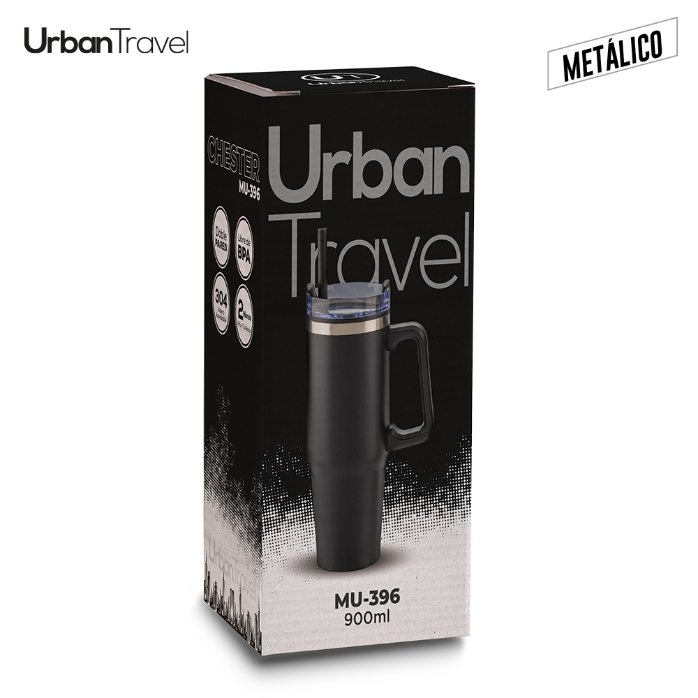 MUG METÁLICO Y PLÁSTICO CHESTER URBAN TRAVEL 900ML 7