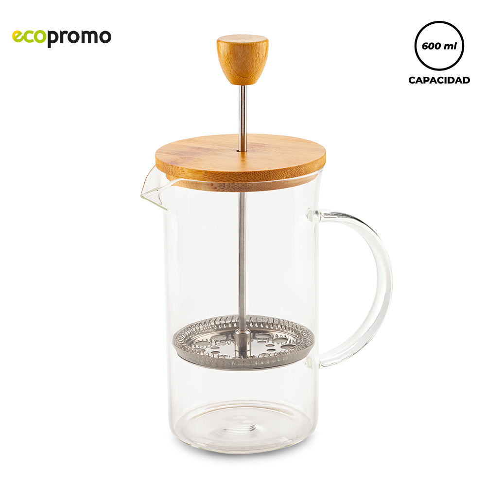 CAFETERA EN VIDRIO Y BAMBU 600ML NUEVO 2