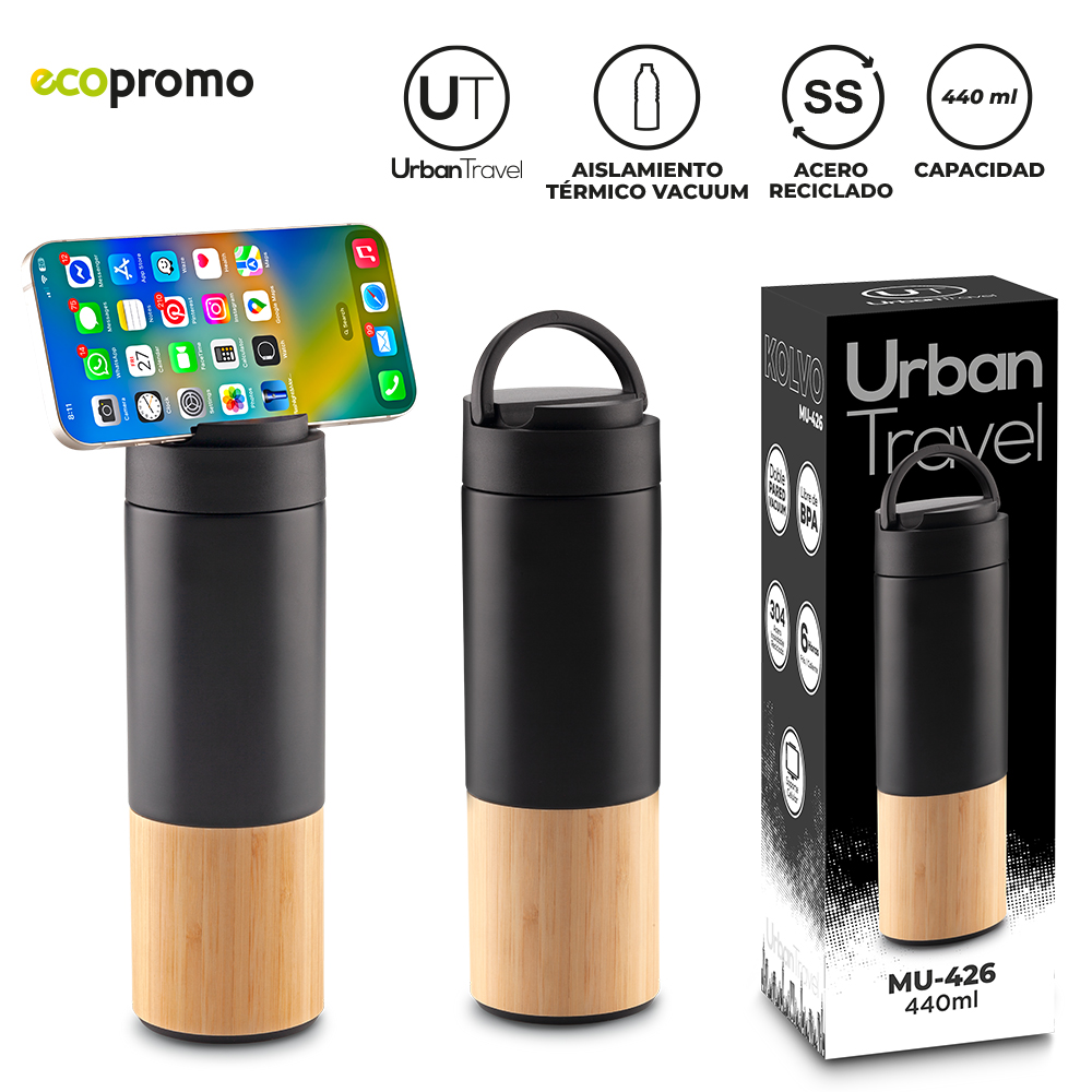 BOTILITO METALICO KOLVO URBAN TRAVEL 440 ML