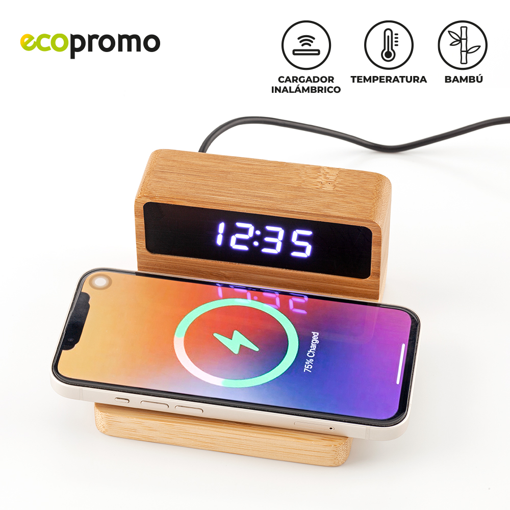 CARGADOR INALAMBRICO BAMBOO CLOCK 2