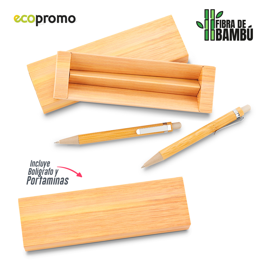 SET BOLIGRAFO Y PORTAMINAS BAMBOO