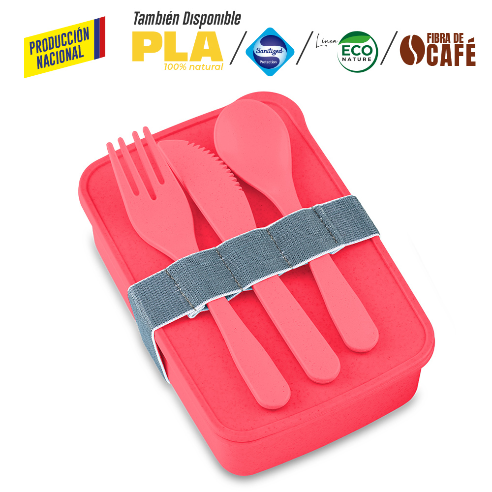 PORTACOMIDAS CON CUBIERTOS ECO SQUARE II -PRODUCCION NACIONAL 4